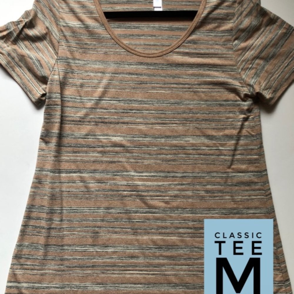 NWT LuLaRoe Classic T, Beige and Gray Print, Size Medium
